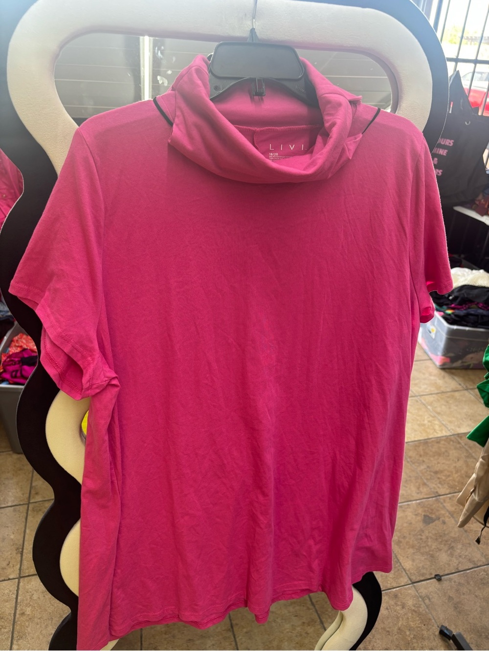 Fuchsia Short Sleeve Cowl Neck Top